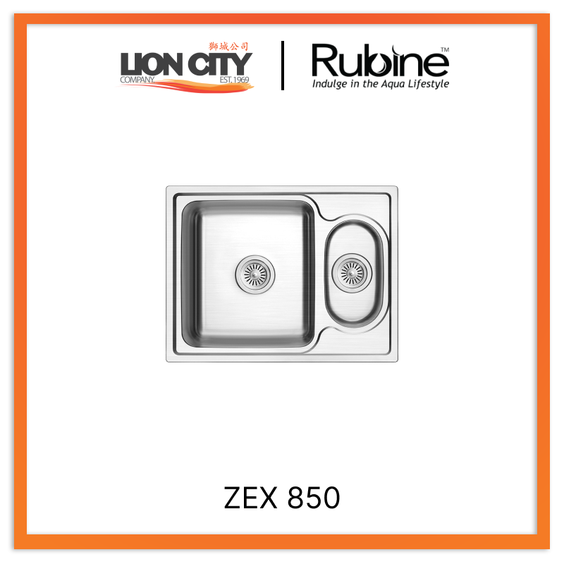 Rubine 1½ Bowl Inset Stainless Steel Kitchen Sink ZEX 850