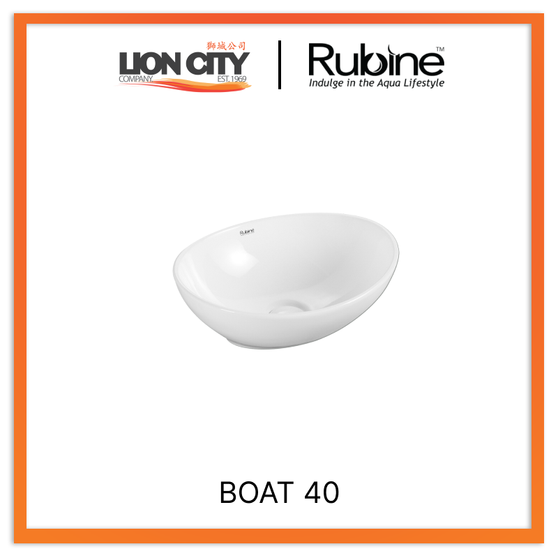 Rubine BOAT 40 Countertop Oval Ceramic Basin