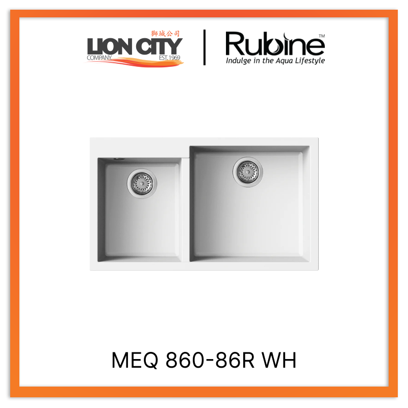 Rubine 1¾ Bowls Inset Granite Kitchen Sink MEQ 860-86R WH