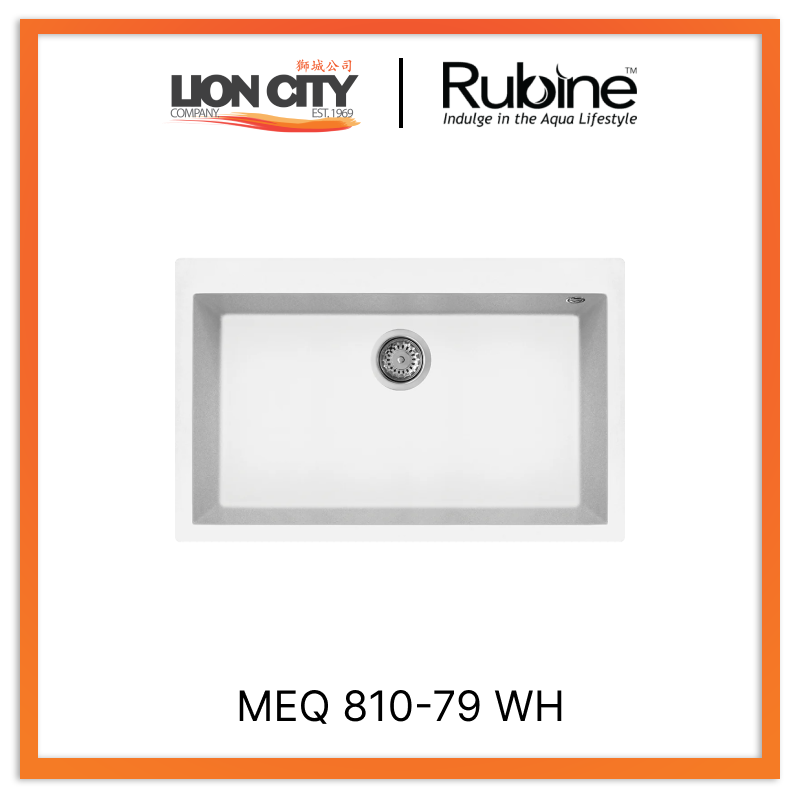 Rubine 1 Bowl Inset Granite Kitchen Sink MEQ 810-79 WH