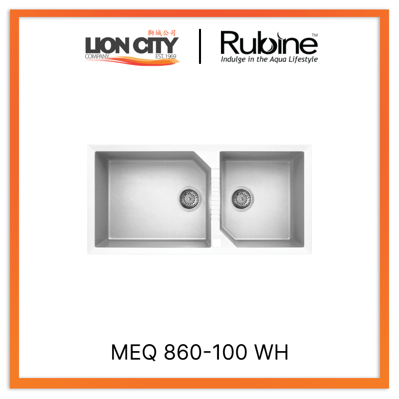 Rubine 1¾ Bowls Inset Granite Kitchen Sink MEQ 860-100 WH