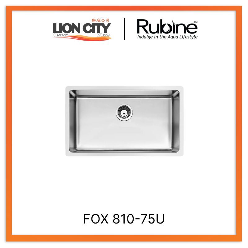 Rubine 1 Bowl Undermount Stainless Steel Kitchen Sink FOX 810-75U
