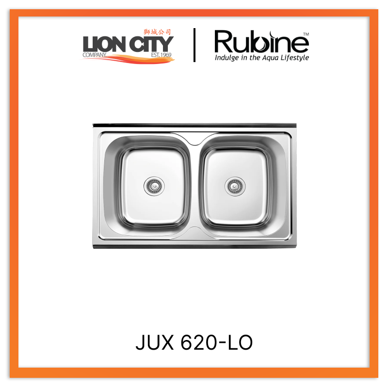Rubine 2 Bowls Lay On Stainless Steel Kitchen Sink JUX 620-LO