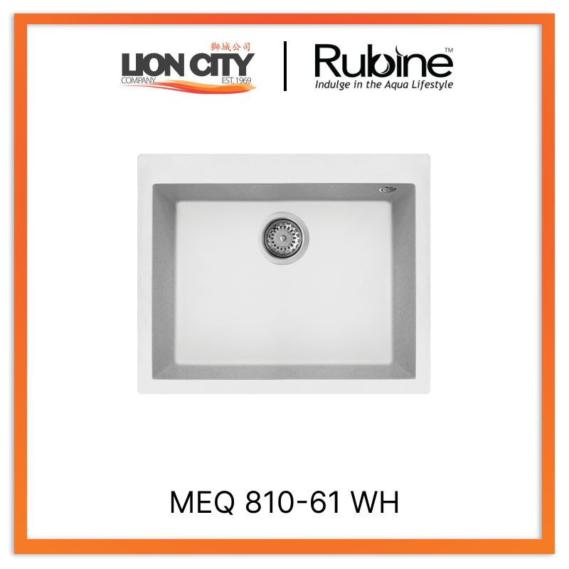 Rubine 1 Bowl Inset Granite Kitchen Sink MEQ 810-61 WH