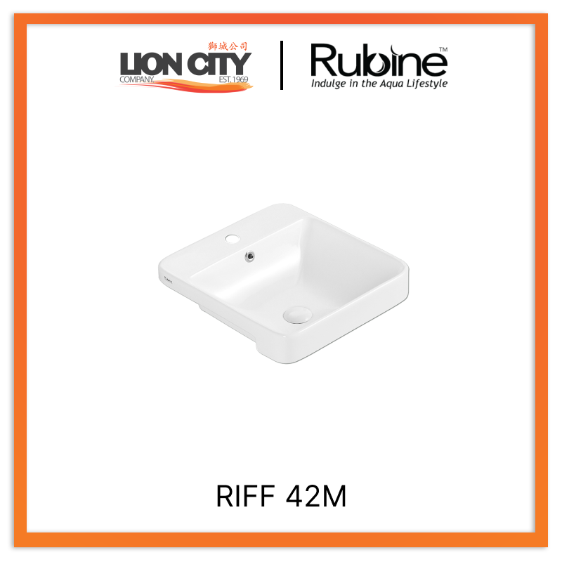 Rubine RIFF 42M Semi-Recessed Square Ceramic Basin