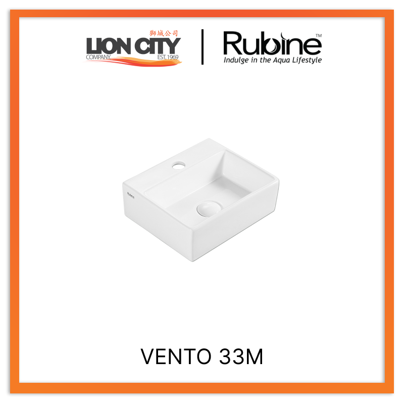 Rubine VENTO 33M Wall-Hung / Countertop Rectangular Ceramic Basin