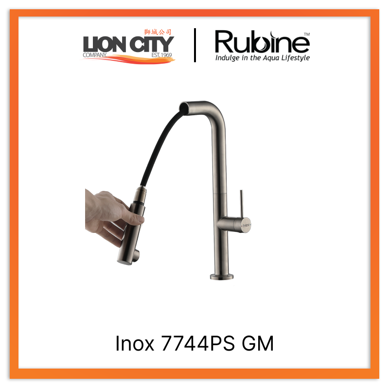 Rubine Inox 7744PS GM Pull-Out Spray Sink Mixer/ Cold Tap