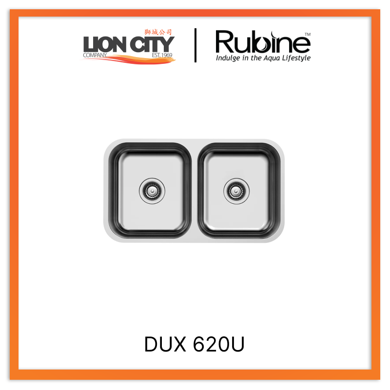 Rubine 2 Bowls Undermount Stainless Steel Kitchen Sink DUX 620U