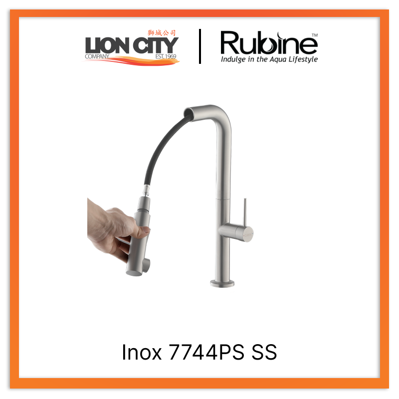 Rubine Inox 7744PS SS Pull-Out Spray Sink Mixer/ Cold Tap