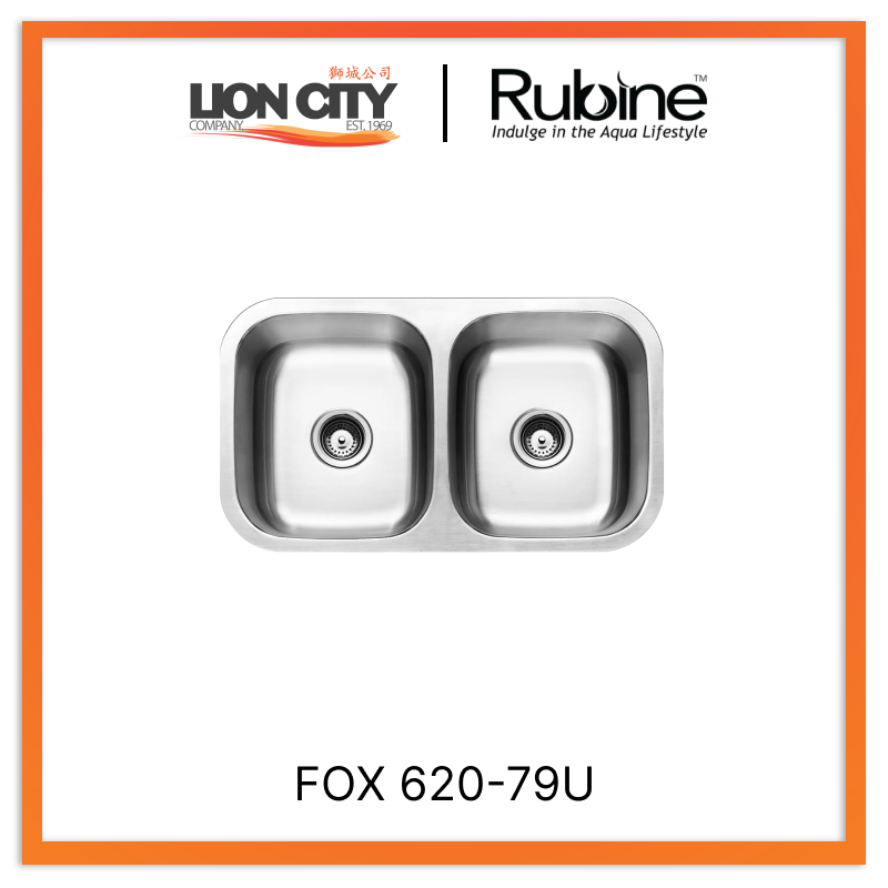 Rubine 2 Bowl Undermount Stainless Steel Kitchen Sink FOX 620-79U