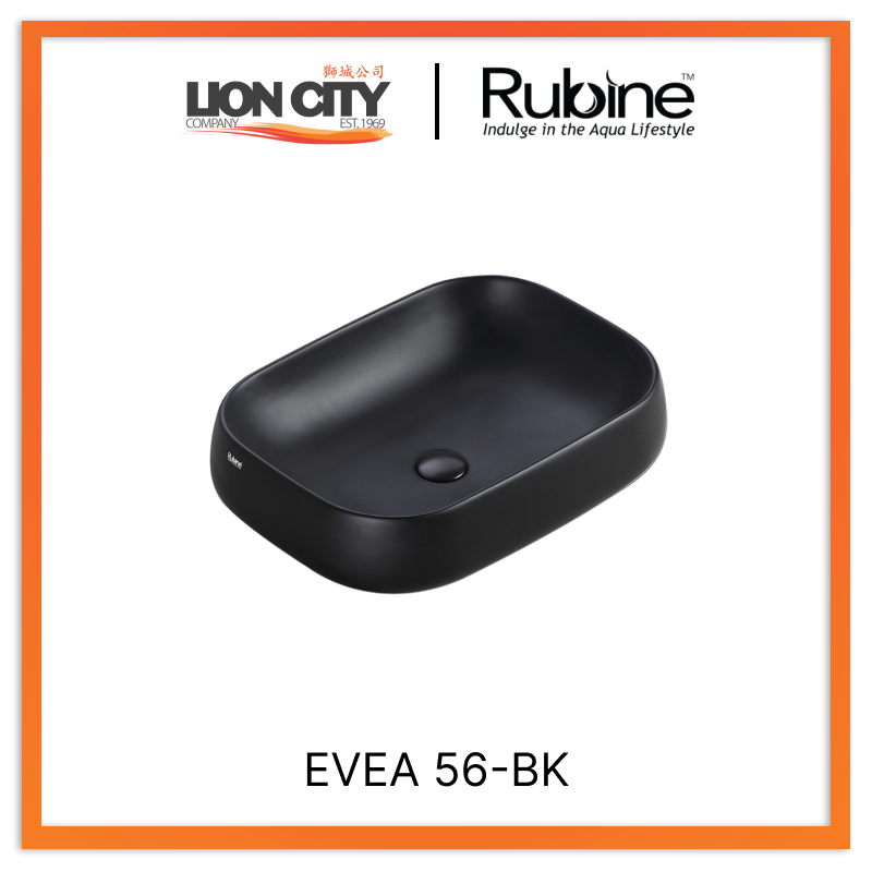 Rubine EVEA 56-BK Countertop Rectangular Ceramic Basin