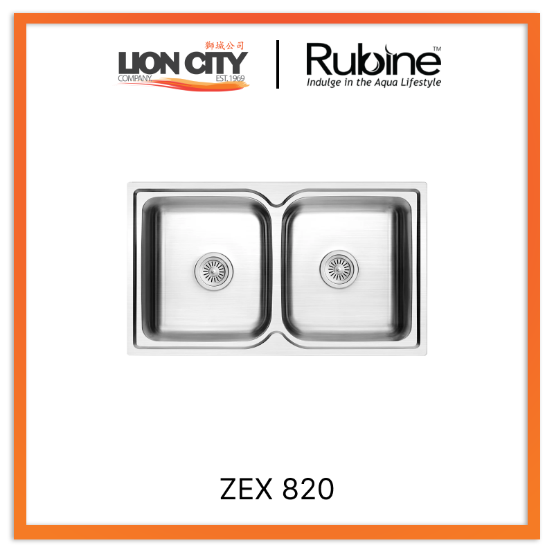 Rubine 2 Bowl Inset Stainless Steel Kitchen Sink ZEX 820