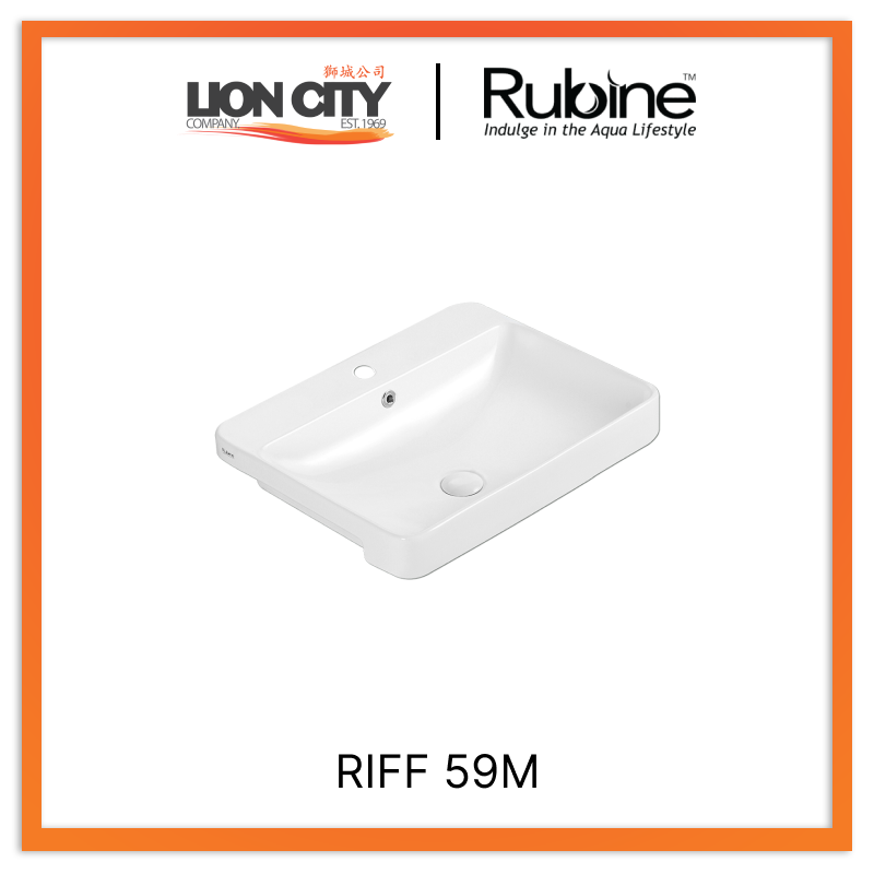 Rubine RIFF 59M Semi-Recessed Rectangular Ceramic Basin
