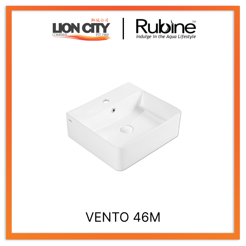 Rubine VENTO 46M Wall-Hung / Countertop Rectangular Ceramic Basin