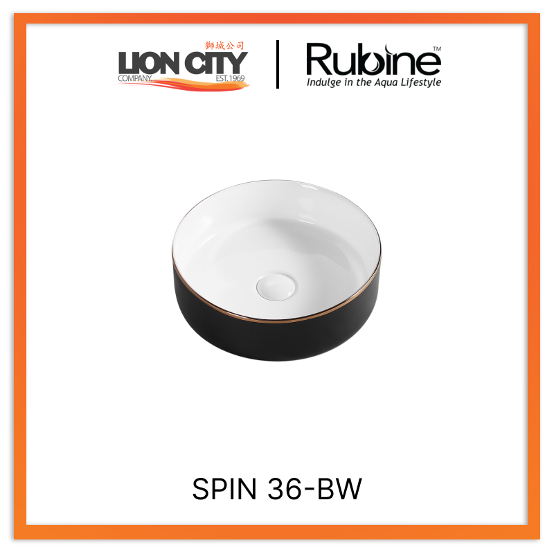 Rubine SPIN 36-BW Countertop Round Ceramic Basin