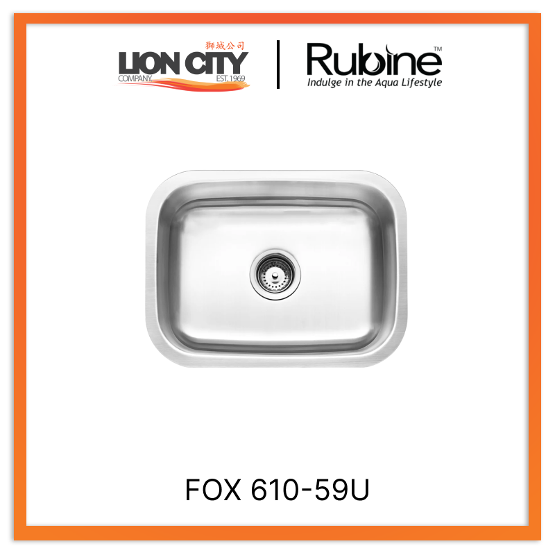 Rubine 1 Bowl Undermount Kitchen Sink FOX 610-59U - Lion City Company