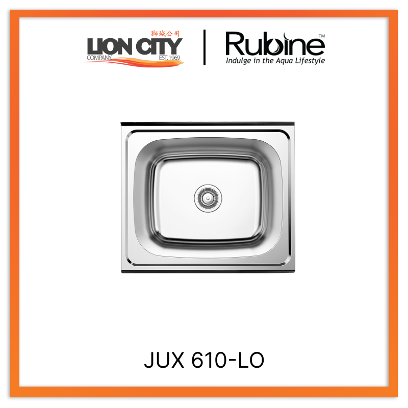 Rubine 1 Bowl Inset Stainless Steel Kitchen Sink JUX 610-LO - Lion City Company