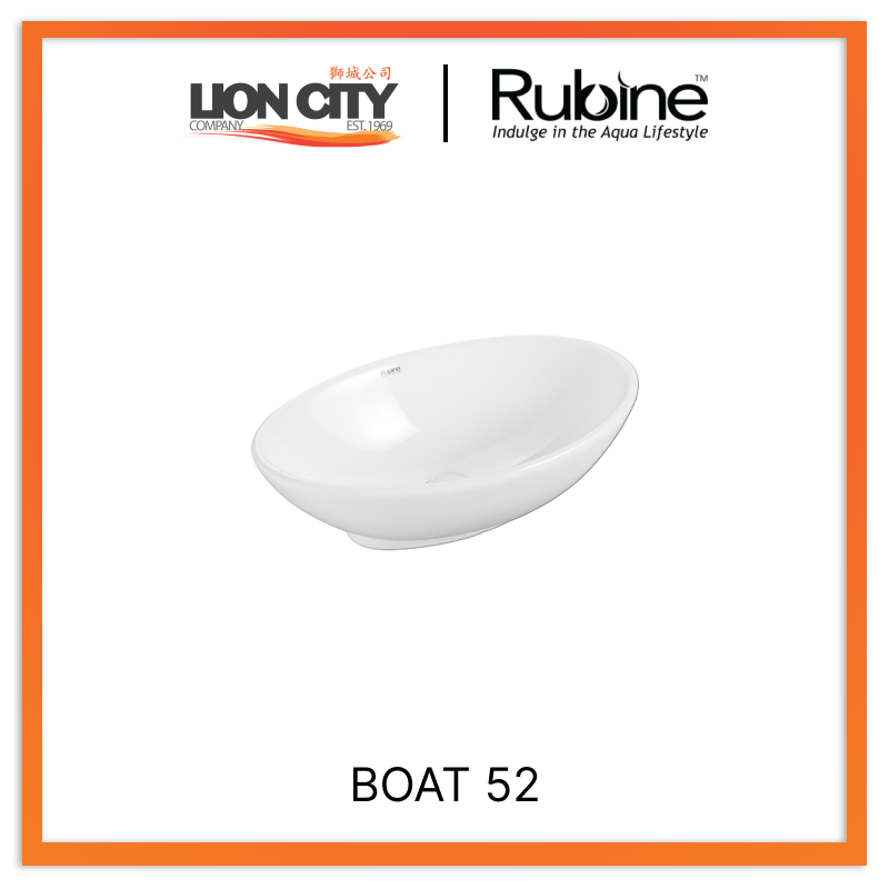 Rubine BOAT 52 Countertop Oval Ceramic Basin - Lion City Company