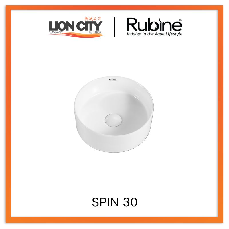 Rubine SPIN 30 Countertop Round Ceramic Basin - Lion City Company