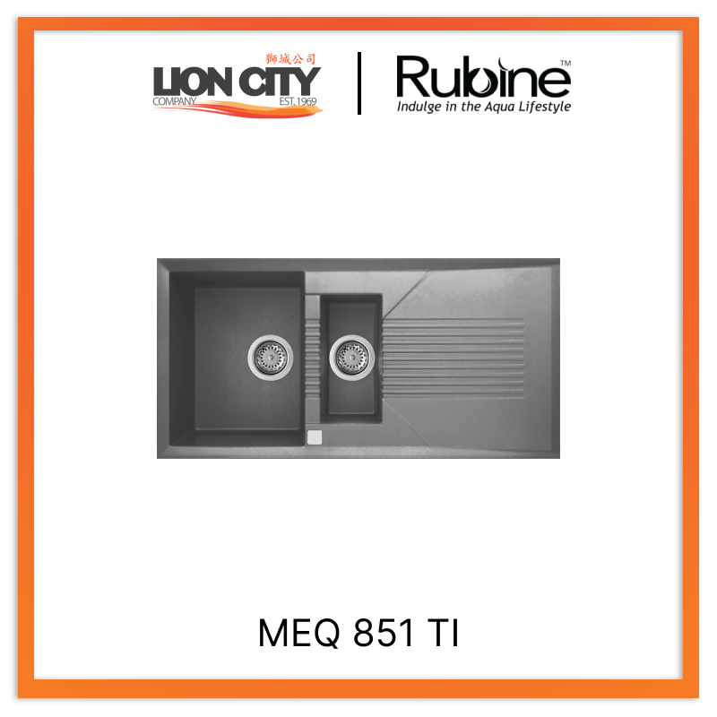 Rubine 1½ Bowls + Drainer Inset Granite Kitchen Sink MEQ 851 TI