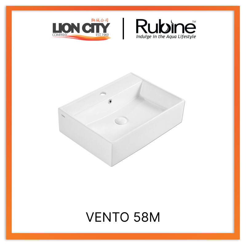 Rubine VENTO 58M Wall-Hung / Countertop Rectangular Ceramic Basin