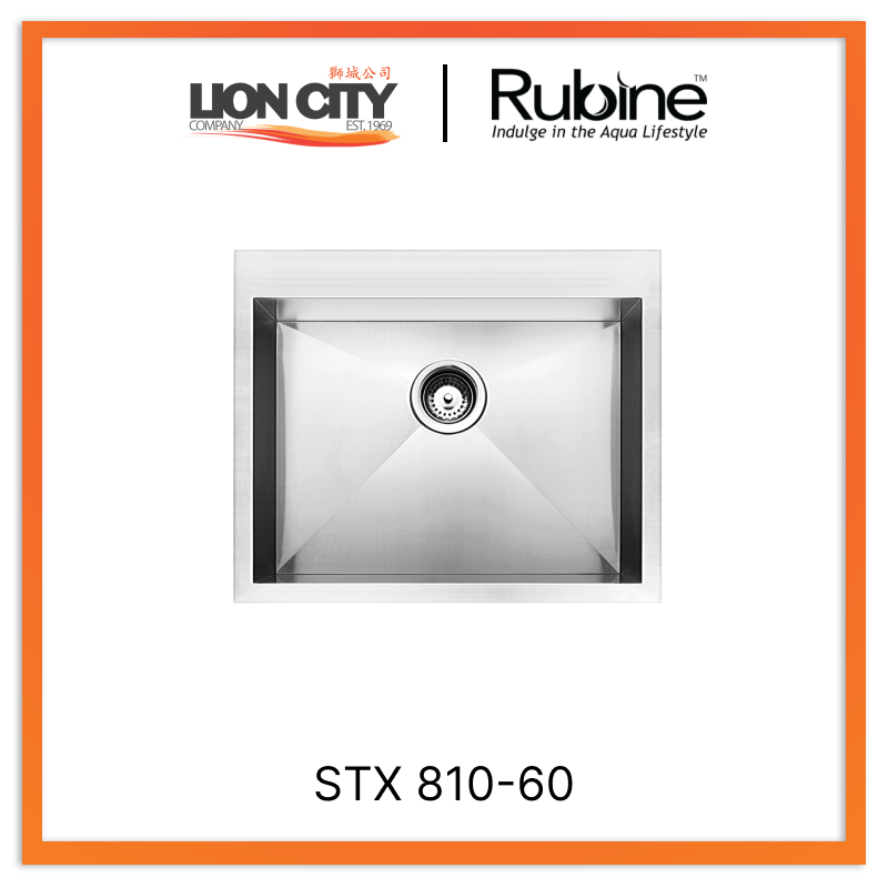 Rubine 1 Bowl Inset Stainless Steel Kitchen Sink STX 810-60