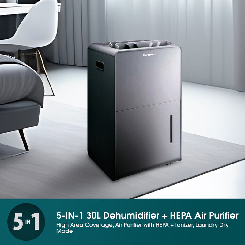 EuropAce 30L Dual Louvre Dehumidifier with Air Purifier
