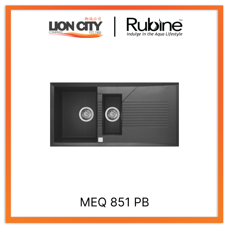 Rubine 1½ Bowls + Drainer Inset Granite Kitchen Sink MEQ 851 PB