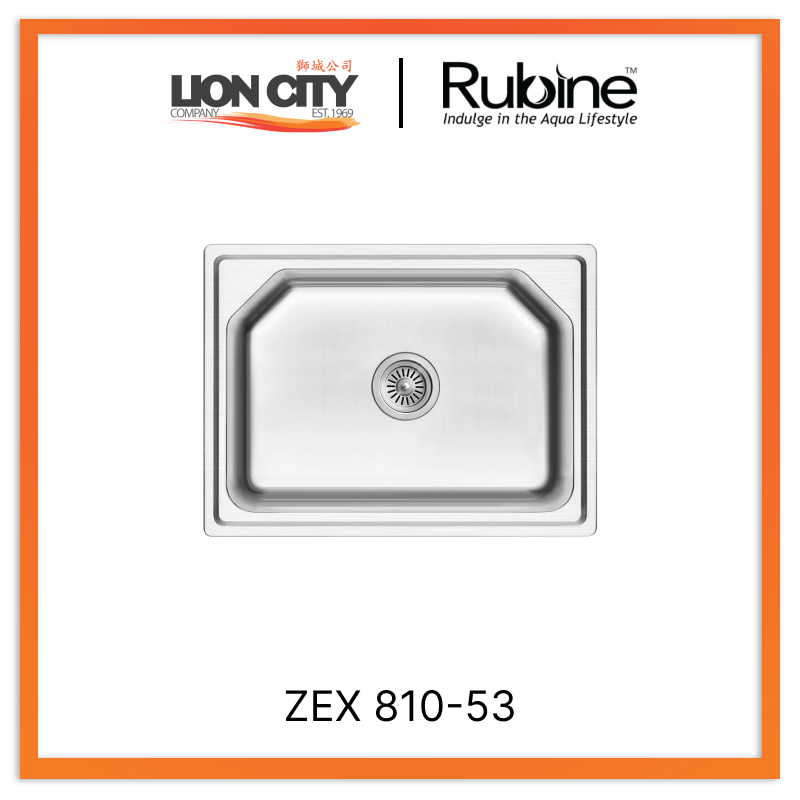 Rubine 1 Bowl Inset Stainless Steel Kitchen Sink ZEX 810-53