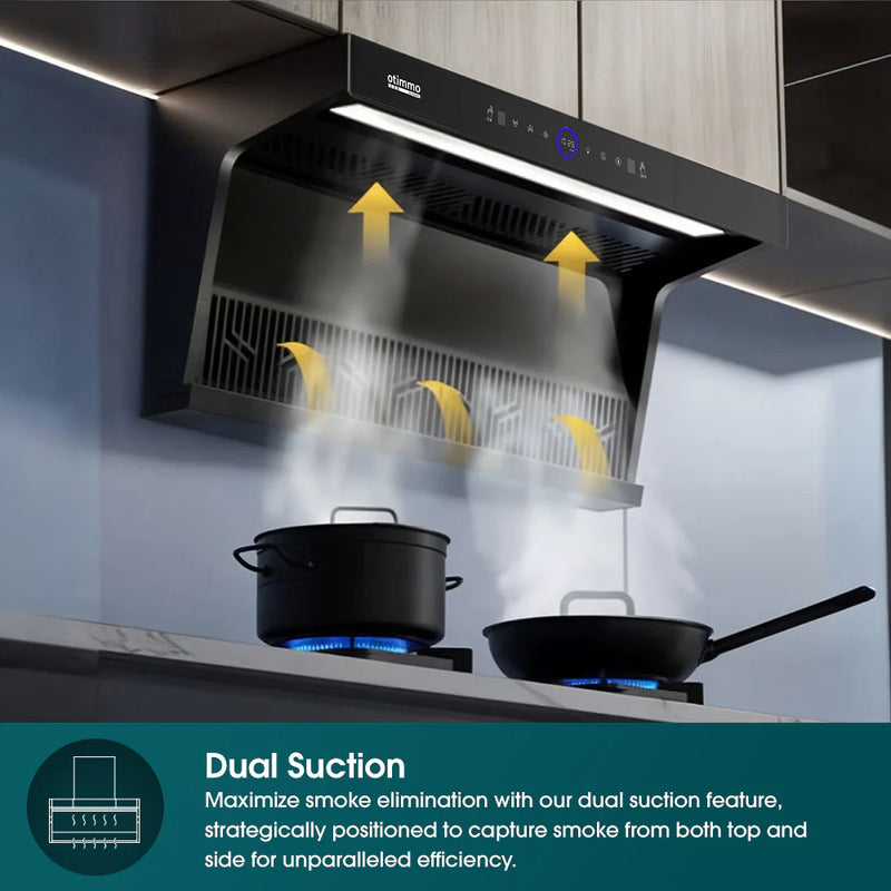 Europace ECH9122EBK 90cm 1200m3/h L-Shaped Hood with Dual Suction + EIH5220V 75CM Built-in-Induction Hob