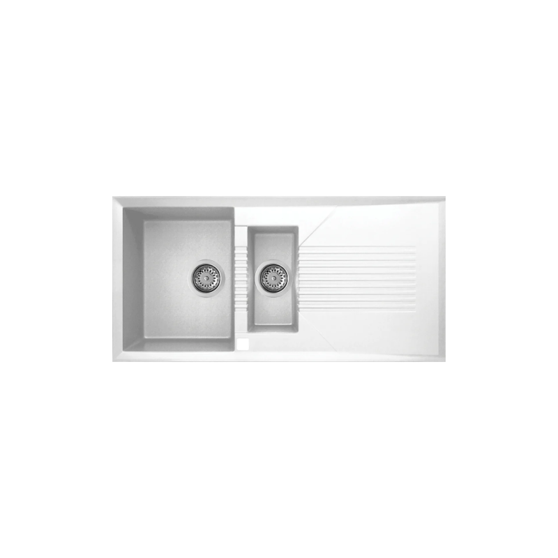Rubine 1½ Bowls + Drainer Inset Granite Kitchen Sink MEQ 851 WH