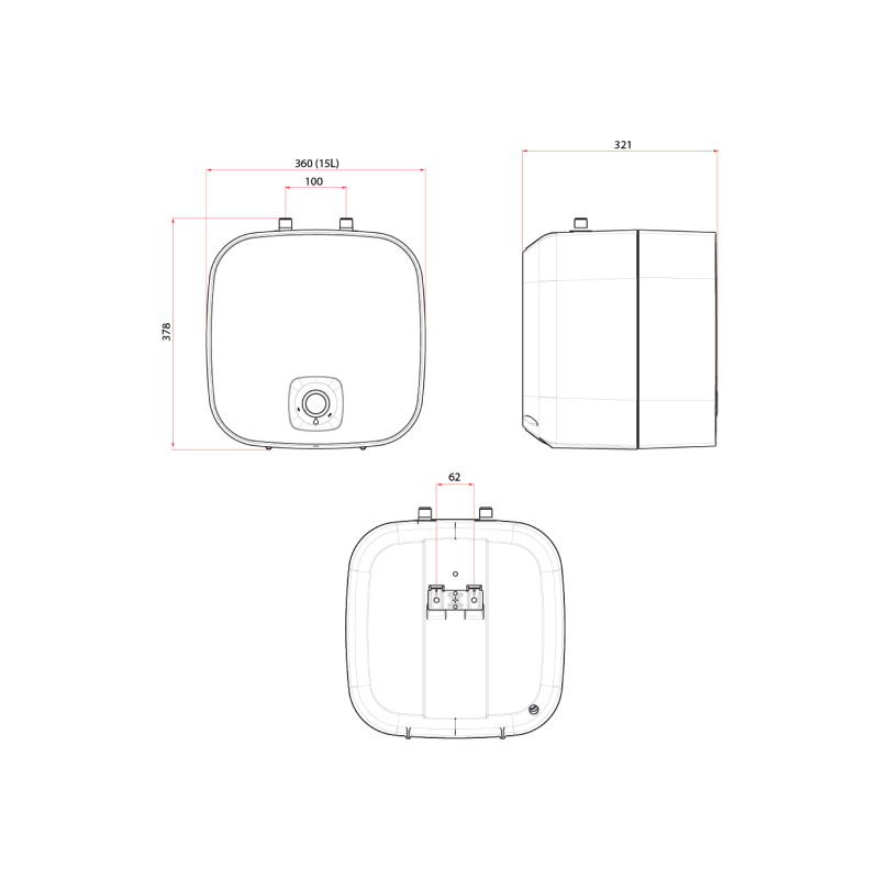 Rubine RA 15U SIN2.5 Paris 15L Under-Sink Storage Water Heater