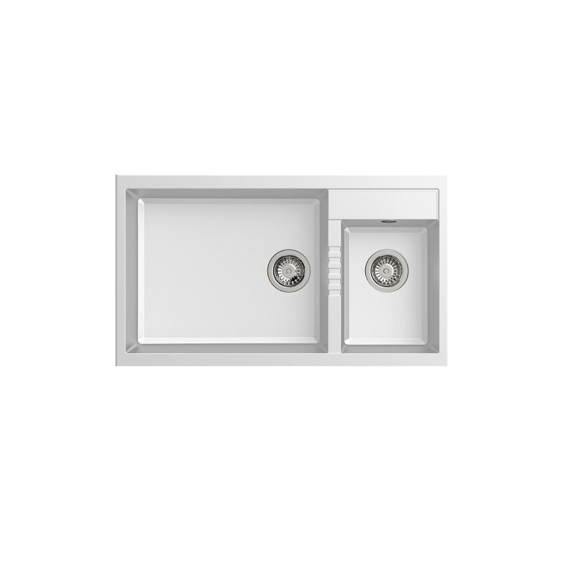 Rubine 1¾ Bowls Inset Granite Kitchen Sink MEQ 860-86L WH