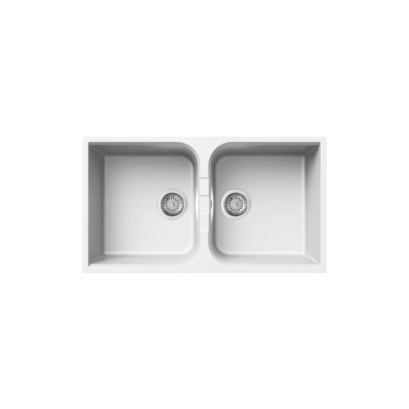 Rubine 2 Bowls Undermount Granite Kitchen Sink MEQ 820-82U WH