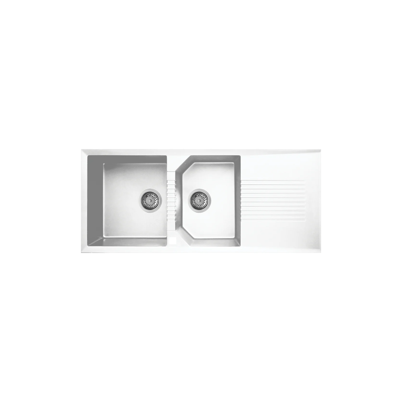Rubine 1¾ Bowls + Drainer Inset Granite Kitchen Sink MEQ 861 WH