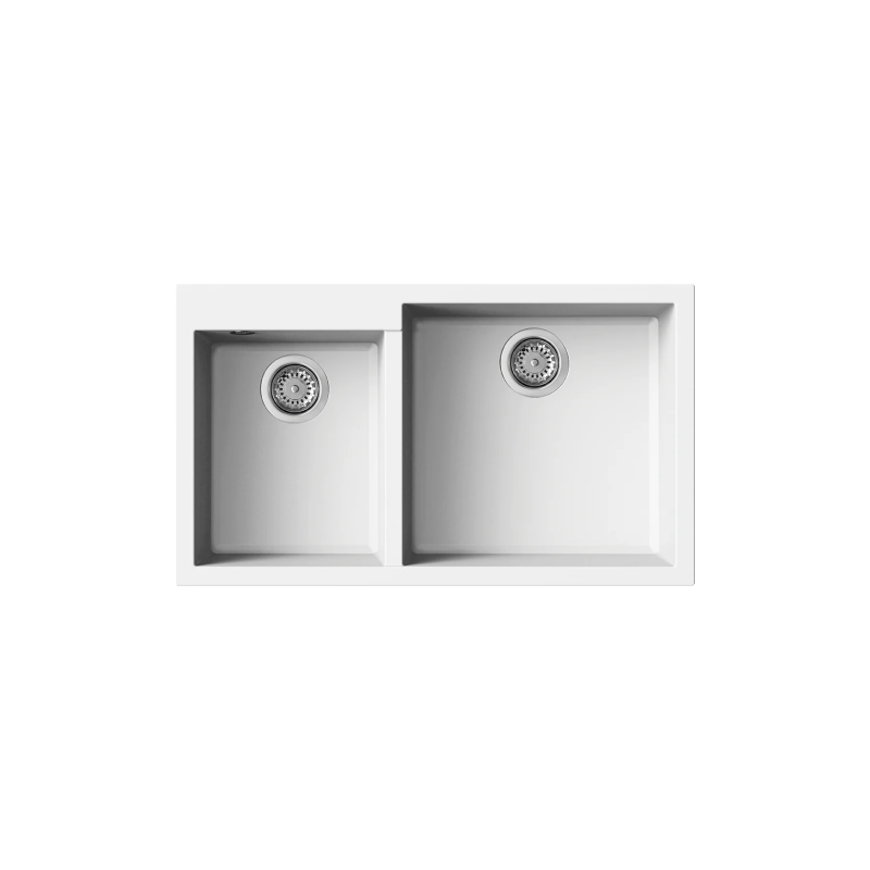 Rubine 1¾ Bowls Inset Granite Kitchen Sink MEQ 860-86R WH