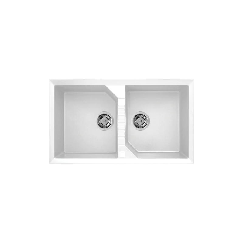 Rubine 2 Bowls Inset Granite Kitchen Sink MEQ 820 WH