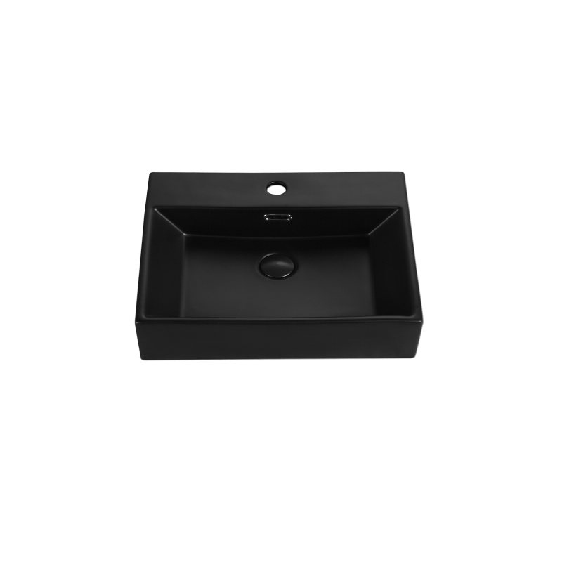 Rubine VENTO 50M-BK Wall-Hung / Countertop Rectangular Ceramic Basin