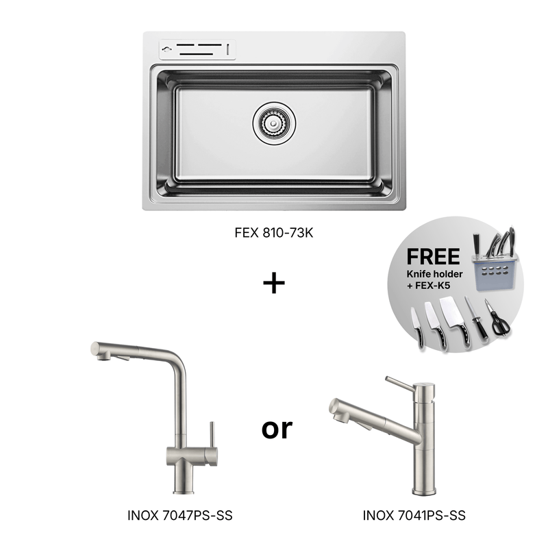 Rubine FEAST Kitchen Sink and INOX Faucet Bundle