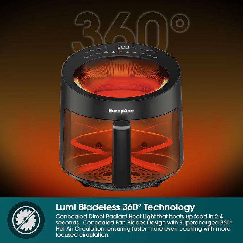 Europace EAF9501DBK 5L Lumi Bladeless Air Fryer 1500W