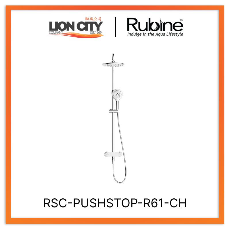 Rubine RSC-PUSHSTOP-R61-CH Pushstop Rainshower Column With Mixer (Chrome)