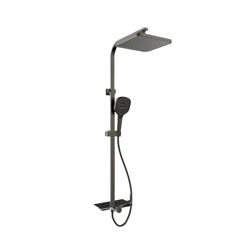 Rubine Deckos RSC-DECKOS-F4-GM Square Rainshower Column With Mixer Shelf (Gun Metal)