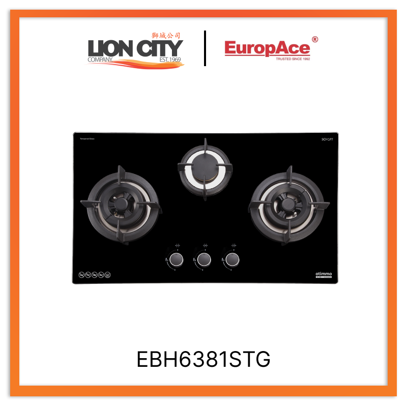 Europace EBH6381S 3 Burner 80cm Slim Gas Cooker Hob (Schott Glass) TG