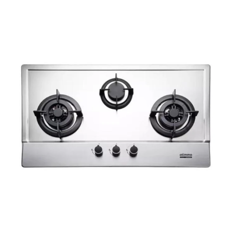 Otimmo ECH 3121S 90cm Deluxe S/Steel Slim Hood + EBH3391U 3 Burner 90cm Slim Gas Cooker Hob (Stainless Steel)