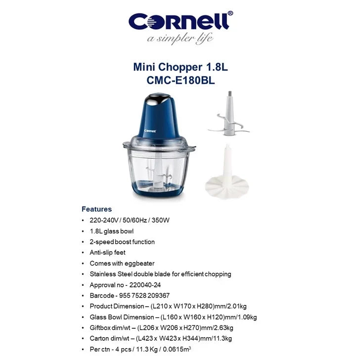 Cornell CMCE180BL 1.8L Mini Chopper