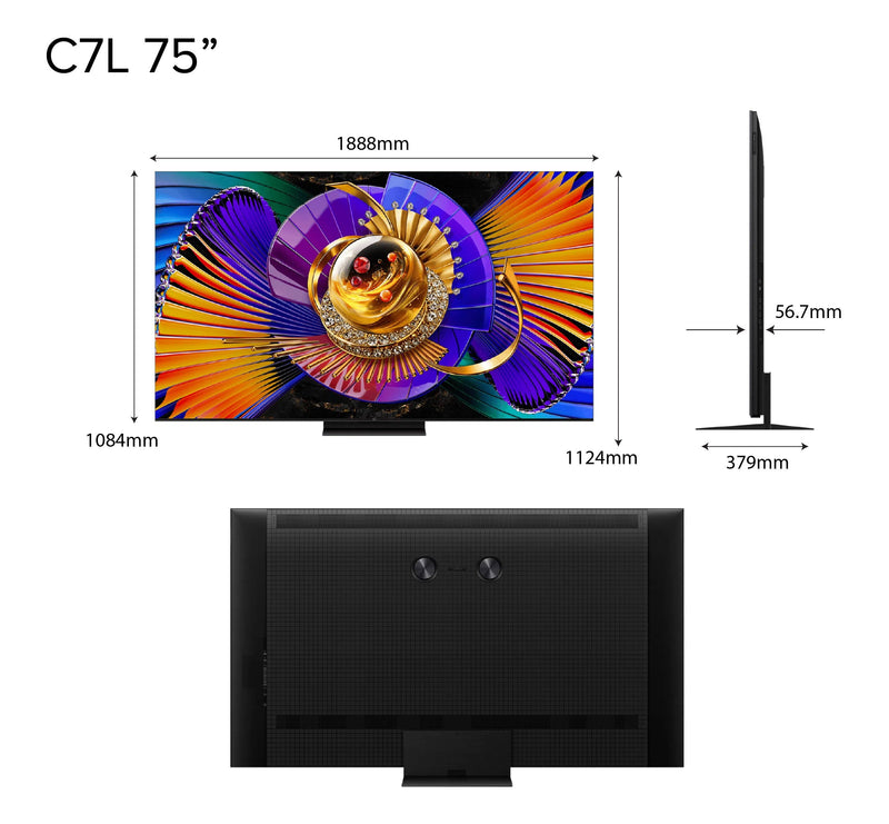TCL C7L QD-MiniLED 4K TV 55-75-inch, 1624 Zones, 3000 nits