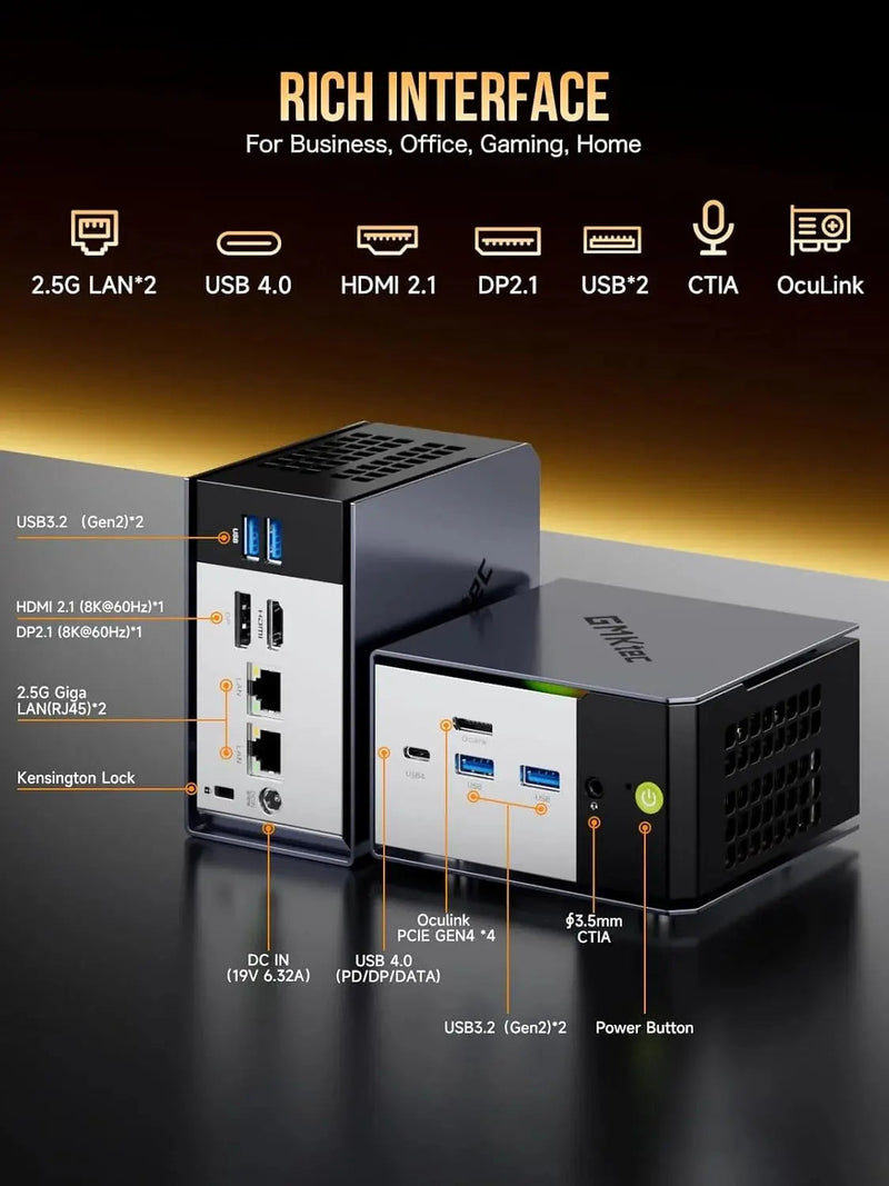 GMKtec EVO-X1 AI Mini PC HX 370 32GB 1TB SSD Black