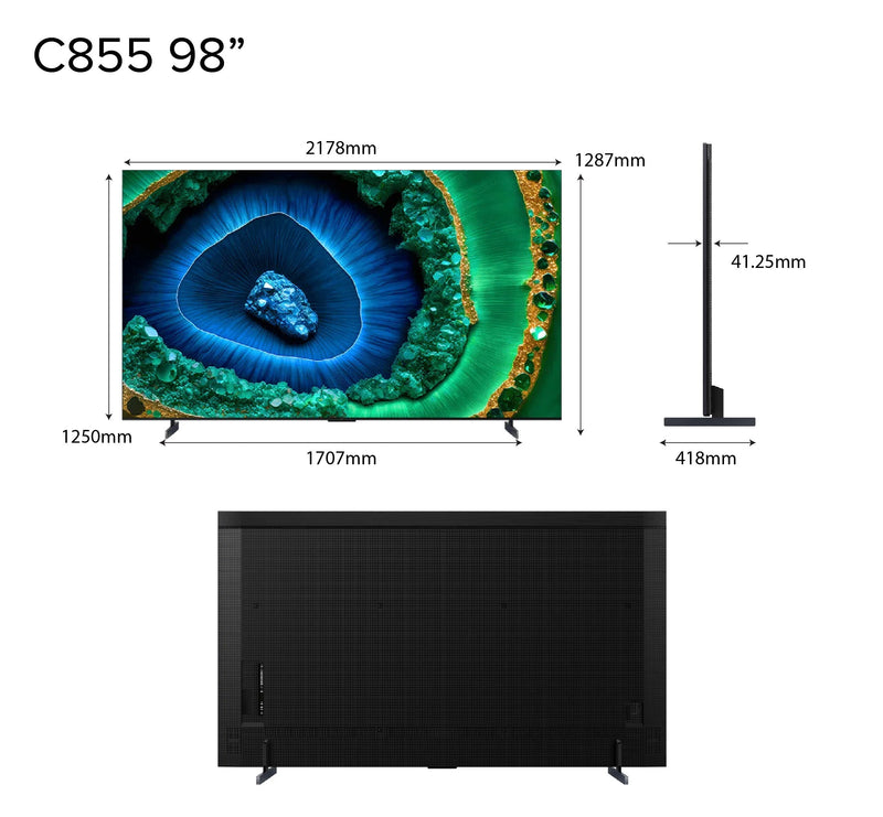 TCL C855 QD-Mini LED 4K TV 85‑98 Inch AI Smart