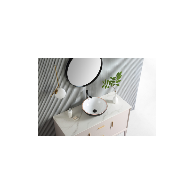 Rubine SPIN 40B-BW Countertop Round Ceramic Basin
