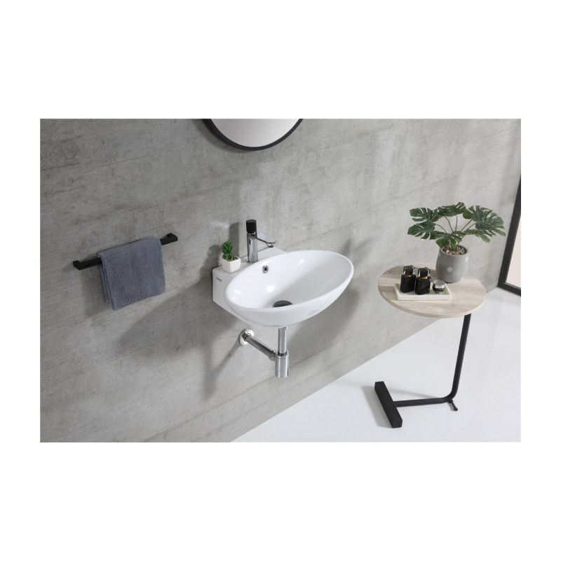 Rubine VENTO 53M Wall-Hung Oval Ceramic Basin